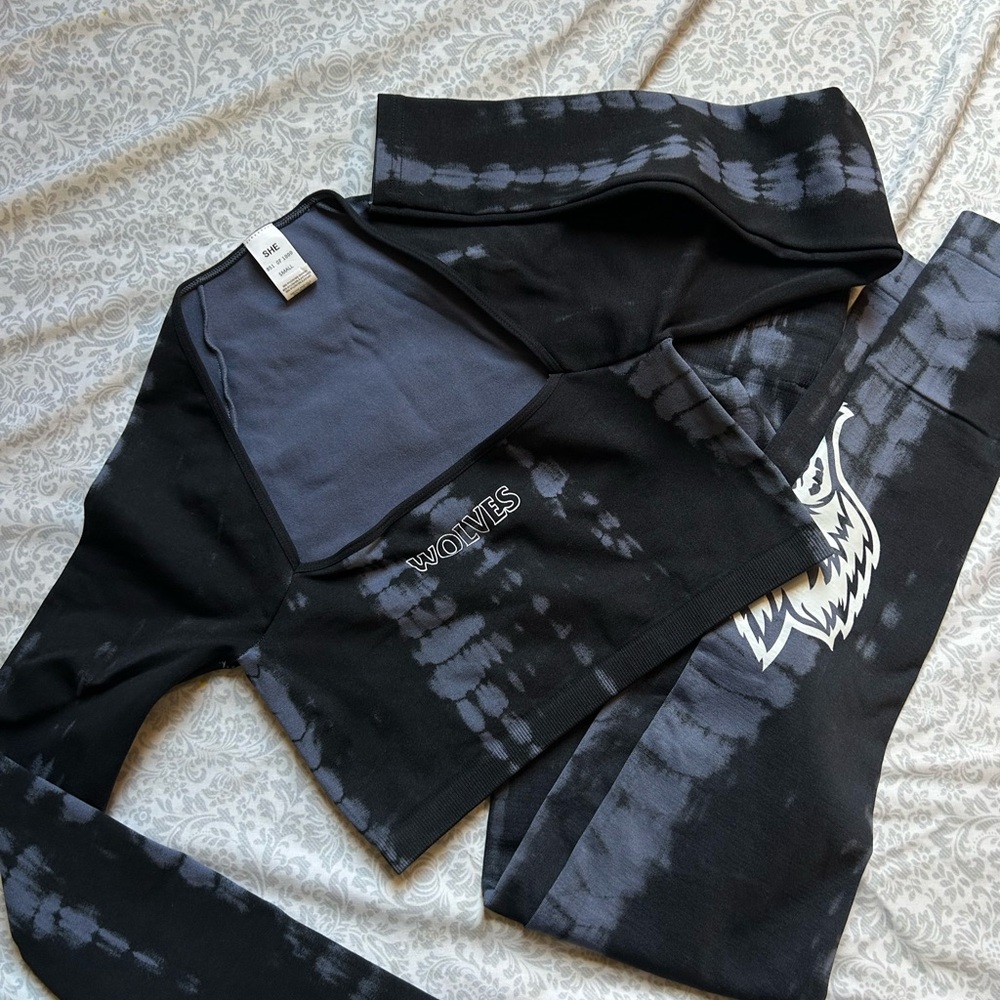 Darc Sport Black and Gray Tie-Dye Leggings